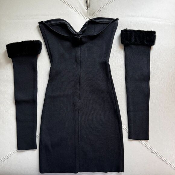 Staud Josee Black Mini Bodycon Dress Size Medium - Picture 4 of 7